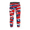 Athletic sports unisex kids youth compression tights for girls and boys flag football, tackle football, basketball, track, running, training, gym workout etc printed with predator navy blue, red, and white Anaheim Angels Atlanta Braves Boston Red Sox Houston Texans  Texas Rangers Washington Nationals Washington Wizards