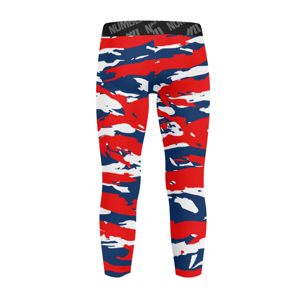 Athletic sports unisex kids youth compression tights for girls and boys flag football, tackle football, basketball, track, running, training, gym workout etc printed with predator navy blue, red, and white Anaheim Angels Atlanta Braves Boston Red Sox Houston Texans  Texas Rangers Washington Nationals Washington Wizards