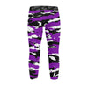 Athletic sports unisex kids youth compression tights for girls and boys flag football, tackle football, basketball, track, running, training, gym workout etc printed with predator purple, black, and white Colorado Rockies