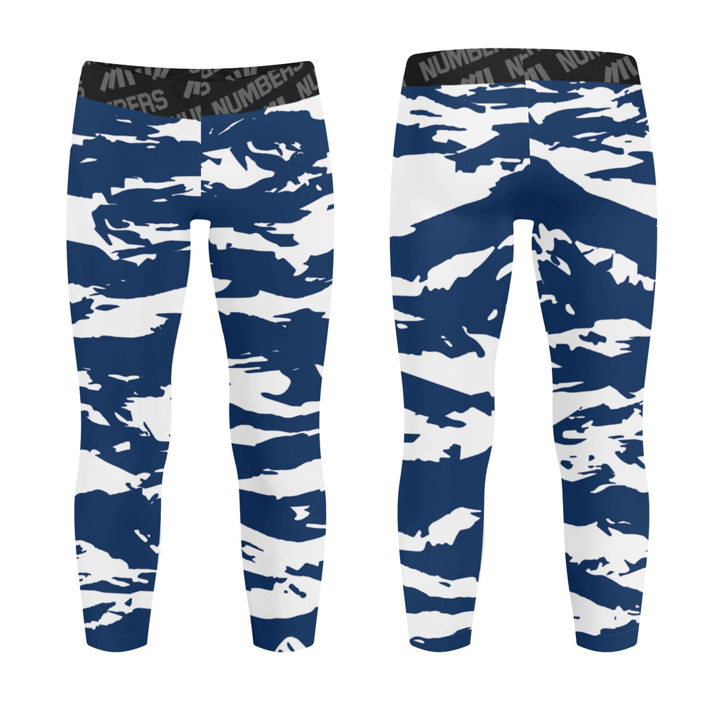 Athletic sports unisex kids youth compression tights for girls and  boys flag football, tackle football, basketball, track, running, training,  gym workout etc printed with predator navy blue and white BYU Cougars