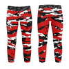 Athletic sports unisex kids youth compression tights for girls and boys flag football, tackle football, basketball, track, running, training, gym workout etc printed with predator red, black, and white Utah Utes Miami Heat Atlanta Falcons Chicago Bulls Portland Trailblazers Cincinnati Reds