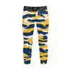 Athletic sports unisex kids youth compression tights for girls and boys flag football, tackle football, basketball, track, running, training, gym workout etc printed with predator navy blue, yellow, and white Indiana Pacers Michigan Wolverines