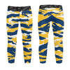 Athletic sports unisex kids youth compression tights for girls and boys flag football, tackle football, basketball, track, running, training, gym workout etc printed with predator navy blue, yellow, and white Indiana Pacers Michigan Wolverines