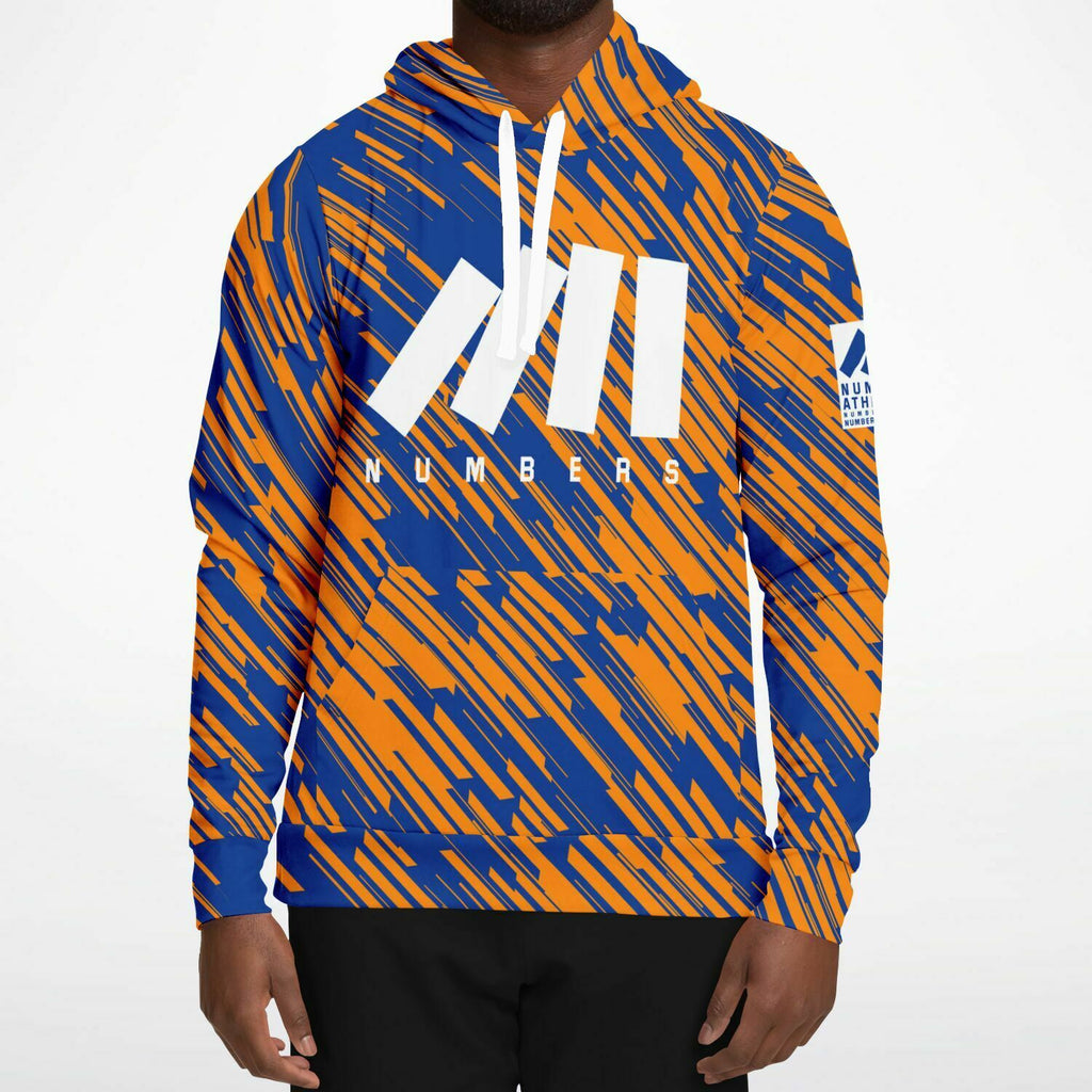 Super comfy athletic hoodie for adults matching your team colors printed with orange, blue, white New York Mets colors