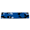 Athletic sports sweatband headband for youth and adult football, basketball, baseball, and softball printed with camo blue, black, and white