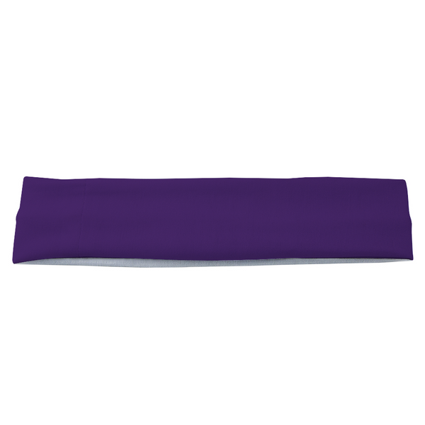 Athletic sports sweatband headband for youth and adult football, basketball, baseball, and softball printed in purple color