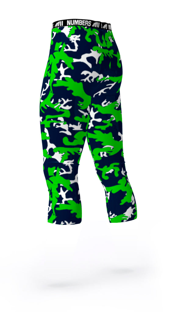 SEATTLE SEAHAWKS COLORS ATHLETIC COMPRESSION TIGHTS FOR SPORTS TEAMS UNIFORMS; GREEN, BLUE, WHITE