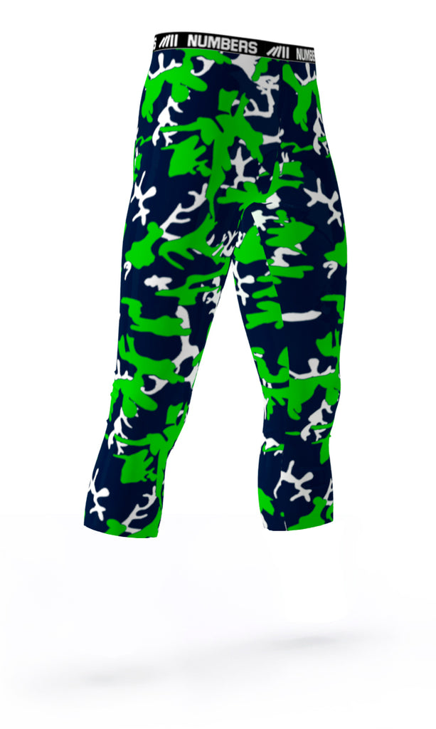 SEATTLE SEAHAWKS COLORS ATHLETIC COMPRESSION TIGHTS FOR SPORTS TEAMS UNIFORMS; GREEN, BLUE, WHITE