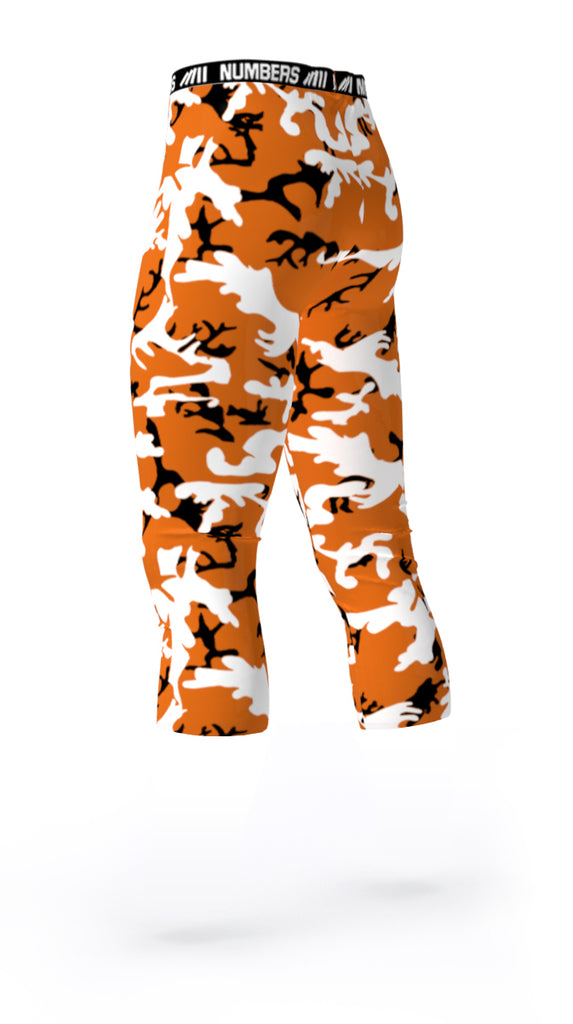 TEXAS LONGHORNS COLORS ATHLETIC COMPRESSION TIGHTS FOR SPORTS TEAMS UNIFORMS; ORANGE, BLACK, WHITE