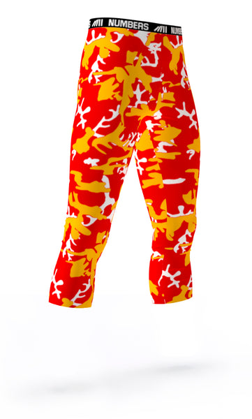 CALGARY FLAMES ATHLETIC SPORTS COMPRESSION TIGHTS COLORS RED YELLOW WHITE