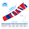 Athletic sports compression arm sleeve for youth and adult football, basketball, baseball, and softball printed with red, white, and blue colors Los Angeles Clippers.