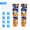 Athletic sports compression arm sleeve for youth and adult football, basketball, baseball, and softball printed with digicamo blue, orange, white New York Mets colors