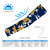 Athletic sports compression arm sleeve for youth and adult football, basketball, baseball, and softball printed with camouflage navy blue, gold, white