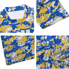 Athletic sports compression arm sleeve for youth and adult football, basketball, baseball, and softball printed with blue, yellow, and white colors Golden State Warriors. 
