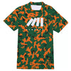 Athletic sports compression shirt for youth and adult football, basketball, baseball, cycling, softball etc printed with camouflage orange, green, black colors