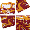 Athletic sports compression arm sleeve for youth and adult football, basketball, baseball, and softball printed with maroon, yellow, and white colors Washington Commanders. 
