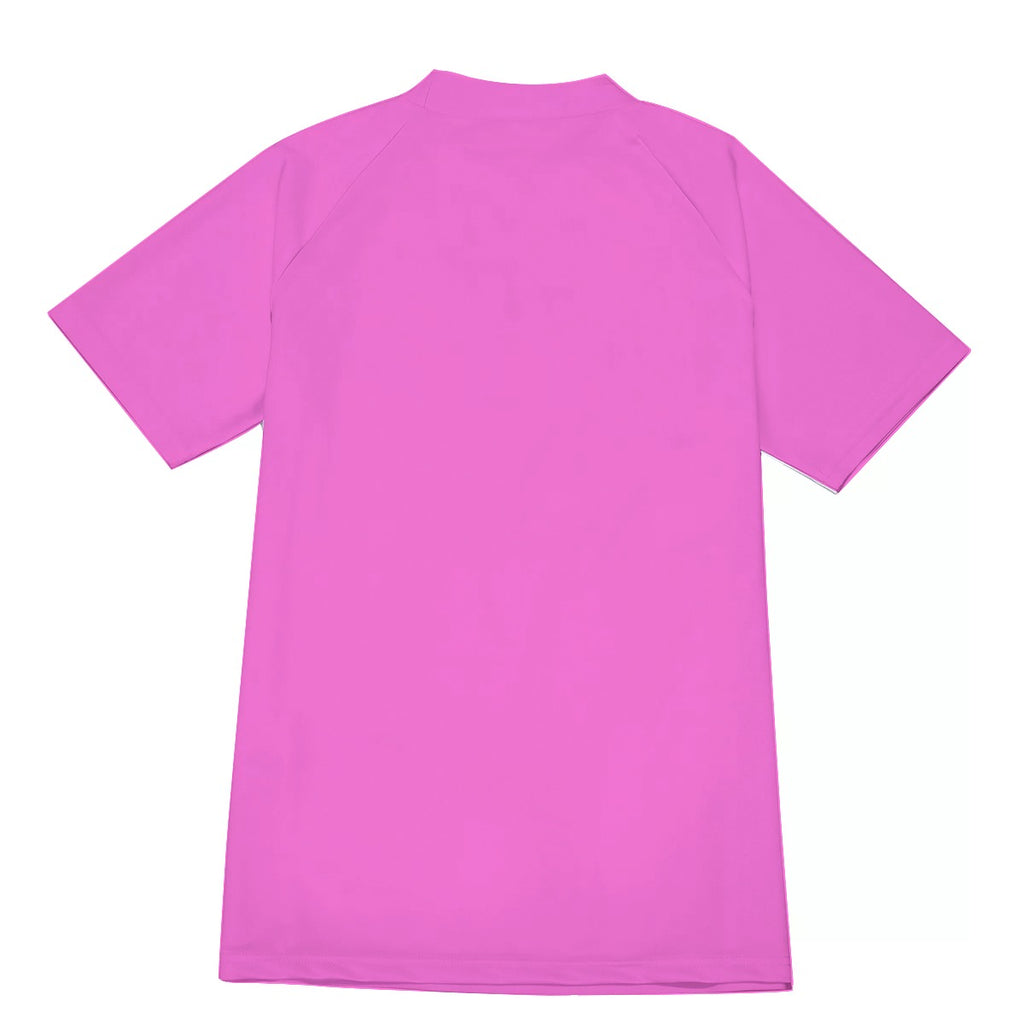 Athletic sports compression shirt for youth and adult football, basketball, baseball, cycling, softball etc printed with pink and white colors