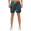 Stylish short shorts for sports like track, running, athletic performance, gym workout, training, etc. printed with tie dye black and blue