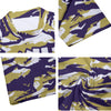 Athletic sports compression arm sleeve for youth and adult football, basketball, baseball, and softball printed with purple, gold, and white colors Washington Huskies. 