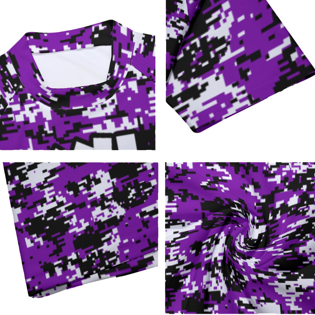 Athletic sports compression arm sleeve for youth and adult football, basketball, baseball, and softball printed with purple, white, and black colors Colorado Rockies. 