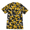 Athletic sports compression shirt for youth and adult football, basketball, baseball, cycling, softball etc printed with camouflage black, yellow, white colors