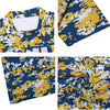 Athletic sports compression arm sleeve for youth and adult football, basketball, baseball, and softball printed with burnt navy blue, yellow, and white colors Indiana Pacers. 