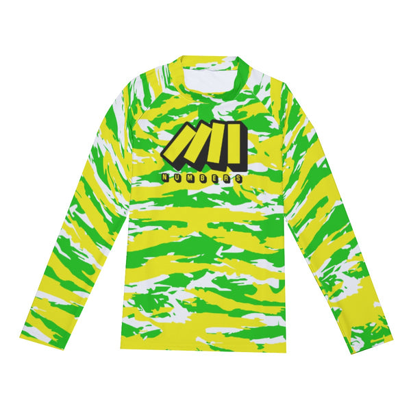 Athletic sports compression shirt for youth and adult football, basketball, baseball, cycling, softball etc printed with camouflage neon yellow, green, and black colors Oregon Ducks