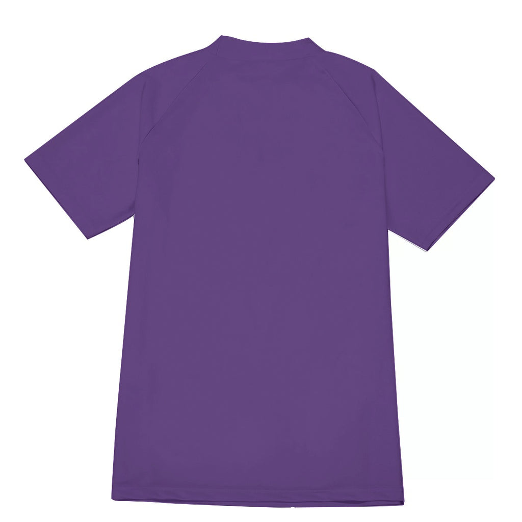 Athletic sports compression shirt for youth and adult football, basketball, baseball, cycling, softball etc printed with purple and white colors