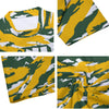 Athletic sports compression arm sleeve for youth and adult football, basketball, baseball, and softball printed with yellow, white, and green colors Green Bay Packers. 