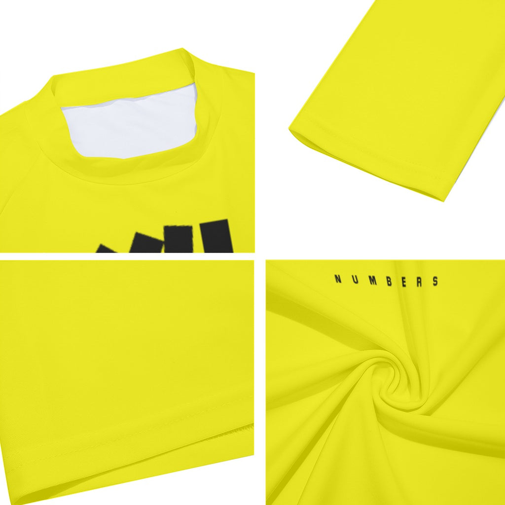 Athletic sports compression shirt for youth and adult football, basketball, baseball, cycling, softball etc printed in the color fluorescent yellow