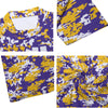 Athletic sports compression arm sleeve for youth and adult football, basketball, baseball, and softball printed with purple, yellow, and white colors Minnesota Vikings. 