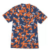 Athletic sports compression shirt for youth and adult football, basketball, baseball, cycling, softball etc printed with camouflage navy blue, orange, white colors