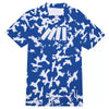 Athletic sports compression shirt for youth and adult football, basketball, baseball, cycling, softball etc printed with camouflage blue and white colors
