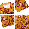Athletic sports compression shirt for youth and adult football, basketball, baseball, cycling, softball etc printed with camouflage yellow, maroon, white colors
