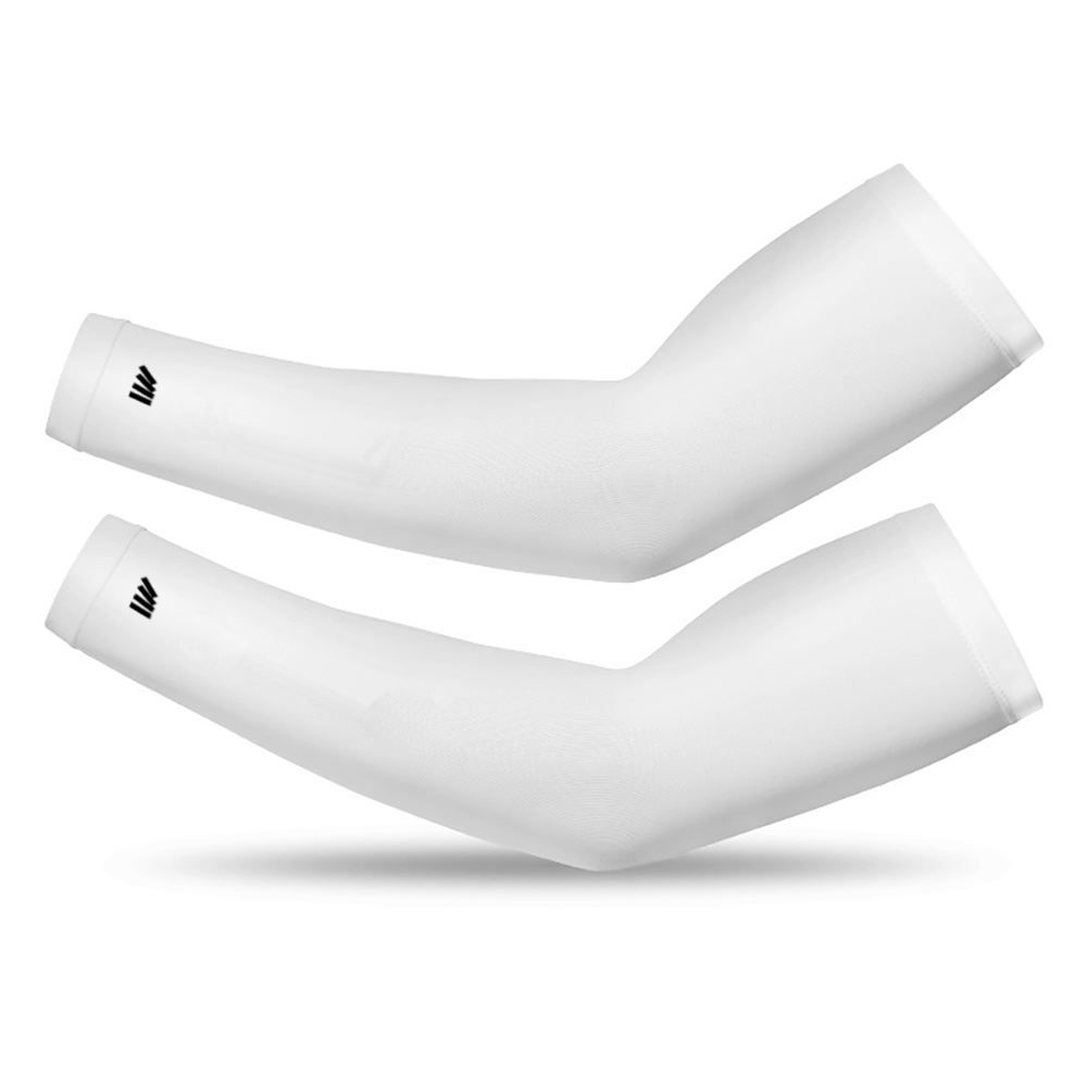 Athletic sports compression arm sleeve for youth and adult football, basketball, baseball, and softball printed in the color white