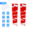 Athletic sports compression arm sleeve for youth and adult football, basketball, baseball, and softball printed with red and white colors. 
