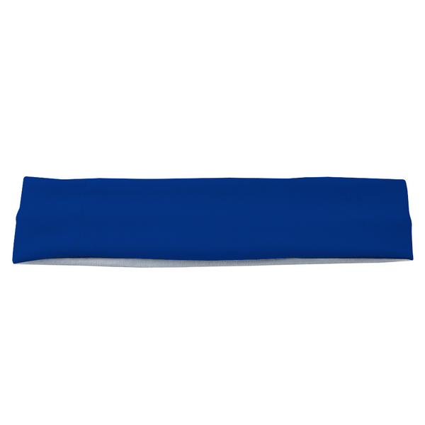 Athletic sports sweatband headband for youth and adult football, basketball, baseball, and softball printed in royal blue