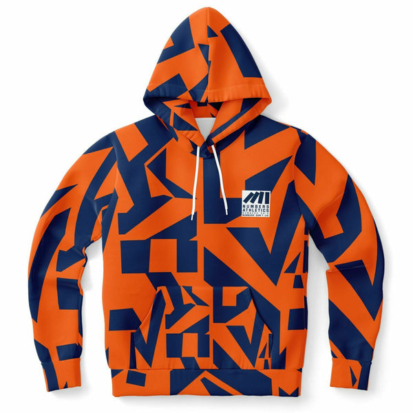 Super comfy fashion cotton hoodie for adults matching your team colors printed with navy blue, orange, white Denver Broncos colors