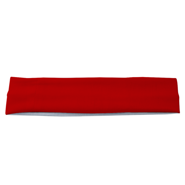 Athletic sports sweatband headband for youth and adult football, basketball, baseball, and softball printed in red color