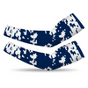 Athletic sports compression arm sleeve for youth and adult football, basketball, baseball, and softball printed with digicamo navy blue and white BYU Cougars colors
