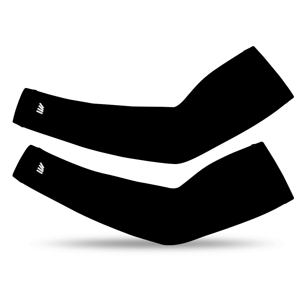 Athletic sports compression arm sleeve for youth and adult football, basketball, baseball, and softball printed in black color