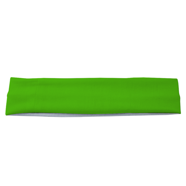 Athletic sports sweatband headband for youth and adult football, basketball, baseball, and softball printed in neon green color