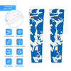 Athletic sports compression arm sleeve for youth and adult football, basketball, baseball, and softball printed with camo light blue, gray, white