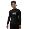 Athletic sports compression shirt for youth football, basketball, baseball, golf, softball etc similar to Nike, Under Armour, Adidas, Sleefs, printed in black