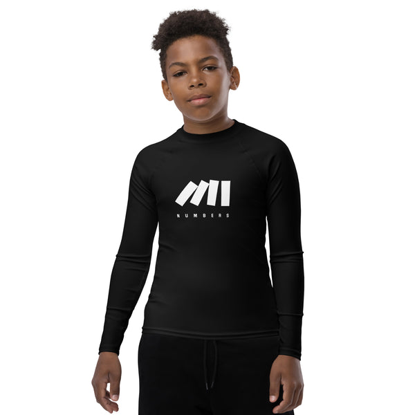 Athletic sports compression shirt for youth football, basketball, baseball, golf, softball etc similar to Nike, Under Armour, Adidas, Sleefs, printed in black