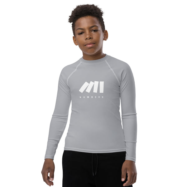 Athletic sports compression shirt for youth football, basketball, baseball, golf, softball etc similar to Nike, Under Armour, Adidas, Sleefs, printed with in the color gray