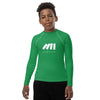 Athletic sports compression shirt for youth football, basketball, baseball, golf, softball etc similar to Nike, Under Armour, Adidas, Sleefs, printed in kelly green color