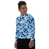 Athletic sports compression shirt for youth football, basketball, baseball, golf, softball etc similar to Nike, Under Armour, Adidas, Sleefs, printed with camouflage powder blue, white, blue and white Tampa Bay Rays colors
