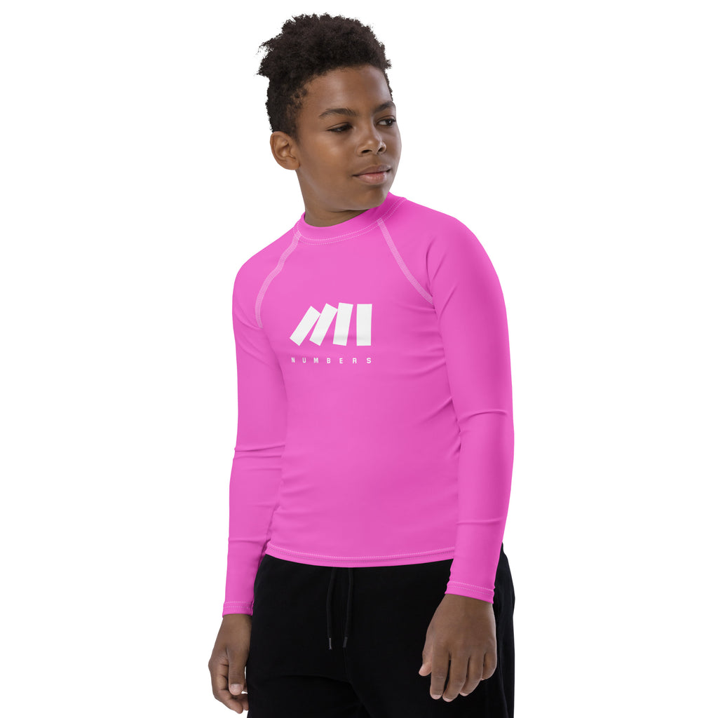 Athletic sports compression shirt for youth football, basketball, baseball, golf, softball etc similar to Nike, Under Armour, Adidas, Sleefs, printed with the color pink for breast cancer awareness