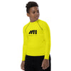 Athletic sports compression shirt for youth football, basketball, baseball, golf, softball etc similar to Nike, Under Armour, Adidas, Sleefs, printed with the Oregon Ducks color fluorescent yellow